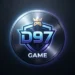 `D97 Game logo featuring glowing blue and purple text on a dark metallic circular badge with a crown emblem`